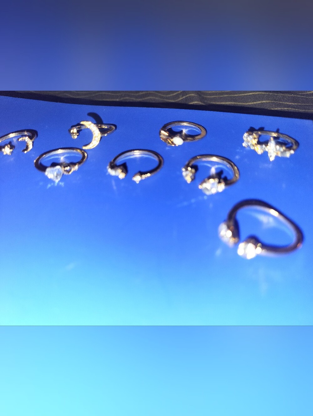 Celestial Crystal Stacking Ring Set – 7 Pieces Silver/Clear